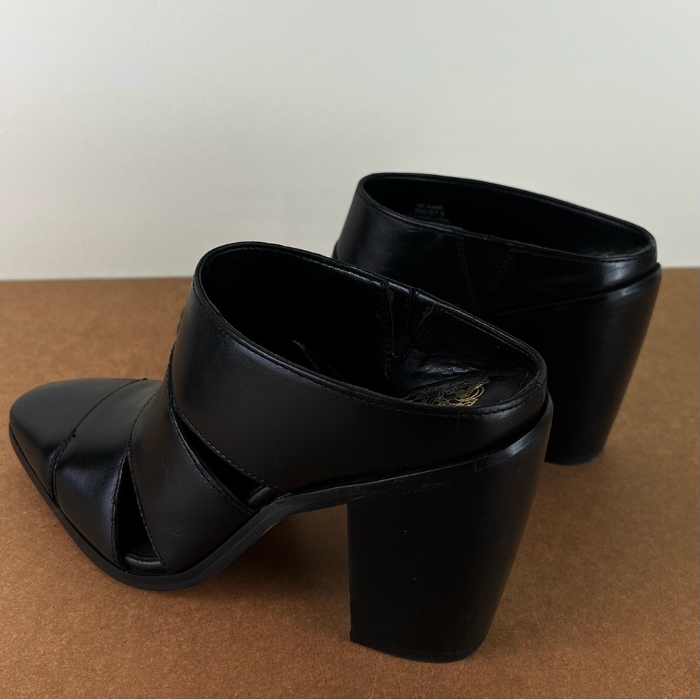 NEW VINCE CAMUTO BLACK LEATHER MULES - Picture 6 of 11